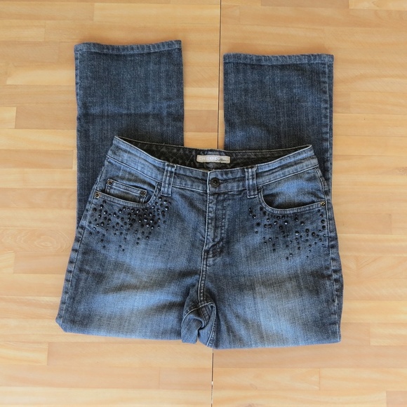 Chico's Denim - Chico's Platinum Medium Wash Jeweled Jeans 6